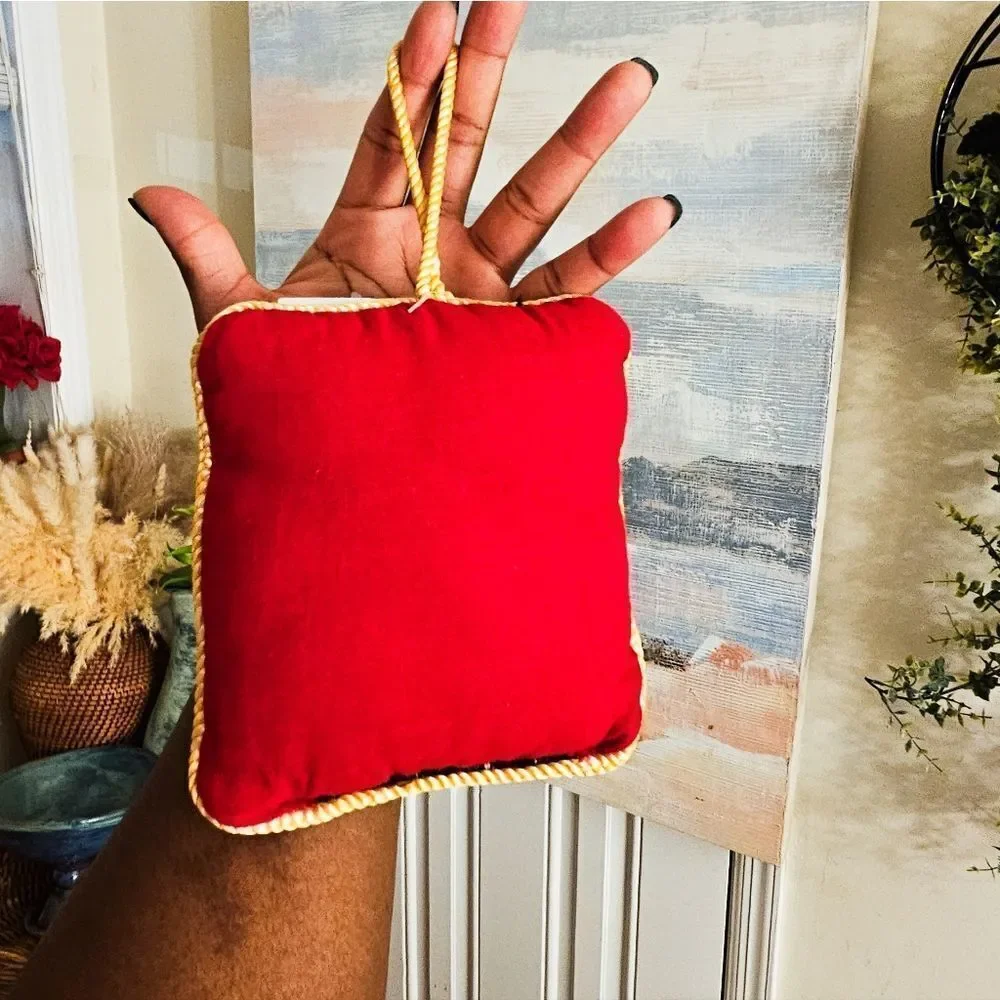 New Y2K Nicole Crafts Poinsettia Christmas Tapestry Mini Door Pillow.